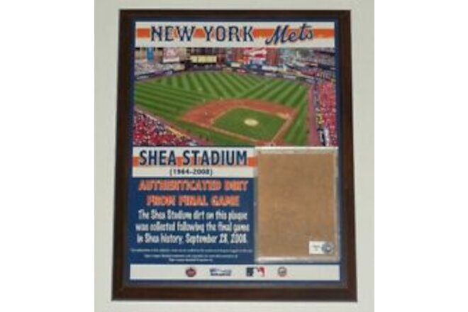 2008 New York Mets Shea Stadium 8 X 10 Game Used Dirt Plaque From Final Game!