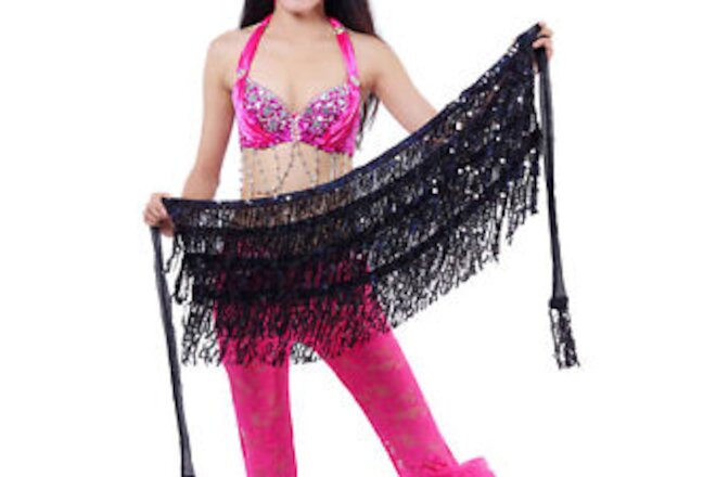 Sequins Tassel Skirts Comfortable Breathable Belly Dance Hip Scarf Dance Costume