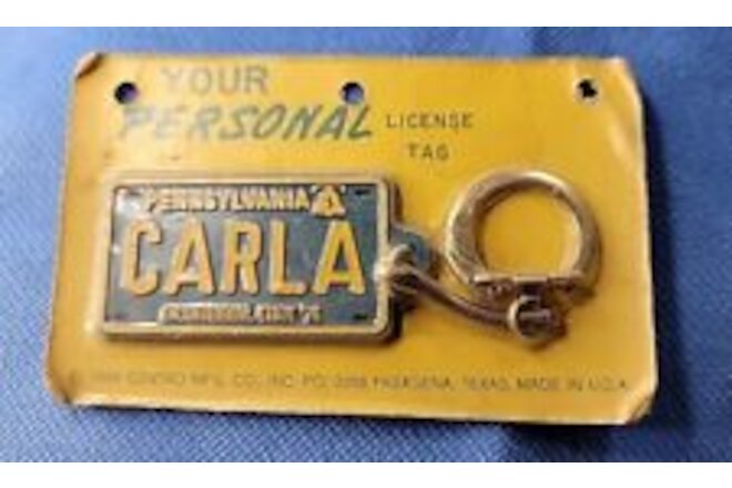 PENNSYLVANIA 'CARLA' Your Personal License Tag Vintage 1969 Centro MFG Keychain
