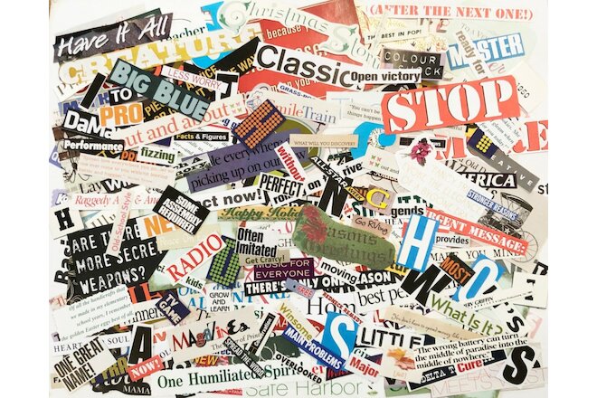 HUGE LOT!300+Word&Letter Clippings~Junk Journal Collage Art Scrapbook Paper Cuts