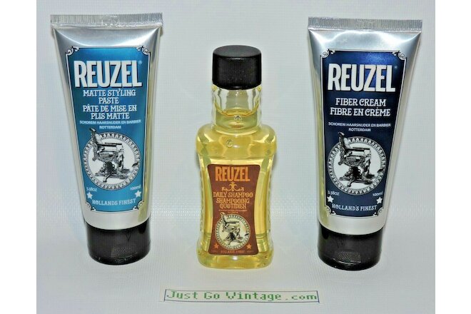 Reuzel Hollands Finest Fiber Cream, Matte Styling Paste, & Shampoo LOT of 3, NEW