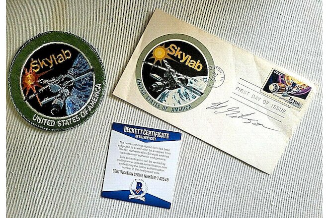 vintage Skylab lot ED GIBSON Signed NASA FDC with Patch BECKETT T42548