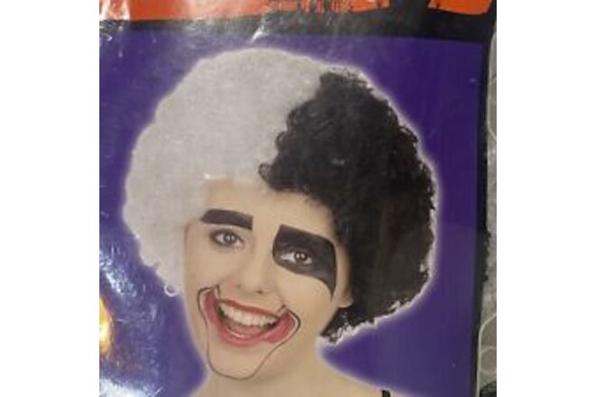 TOTALLY GHOUL BLACK & WHITE CLOWN WIG One Size Fits Most