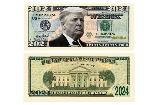 Donald Trump 2024 Collectible Pack of 10 Re-Election Dollar Bills Novelty Money
