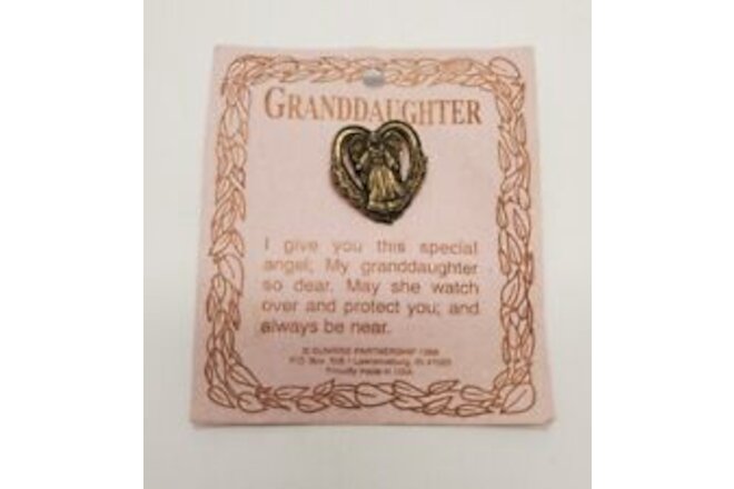 Vintage Granddaughter Guardian Angel Gold Tone Pin / Brooch 1996 Sunrise NOS