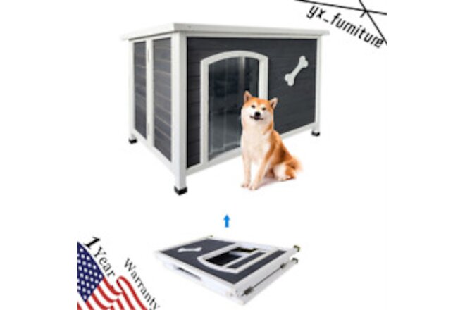 Dog House Indoor & Outdoor Wooden Waterproof Windproof Foldable Dog Cage