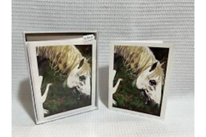 Ethelyn Morrison”White Horse And Cattle Egret”-Art Print Note Cards W/Env.-Qty10