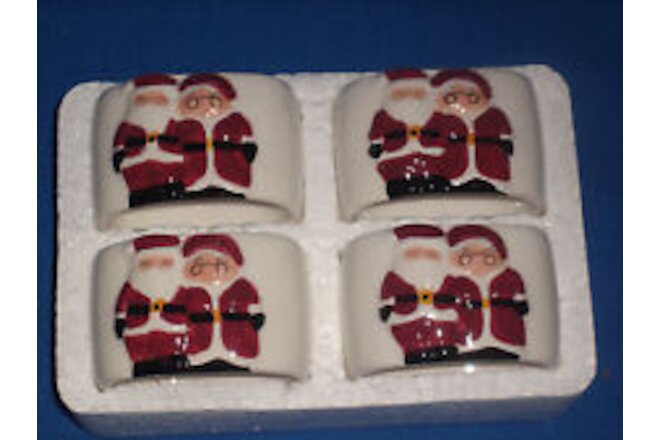 PUBLIX Season's Greeters Napkin Ring set/4 Santa & Mrs Claus Christmas OOP