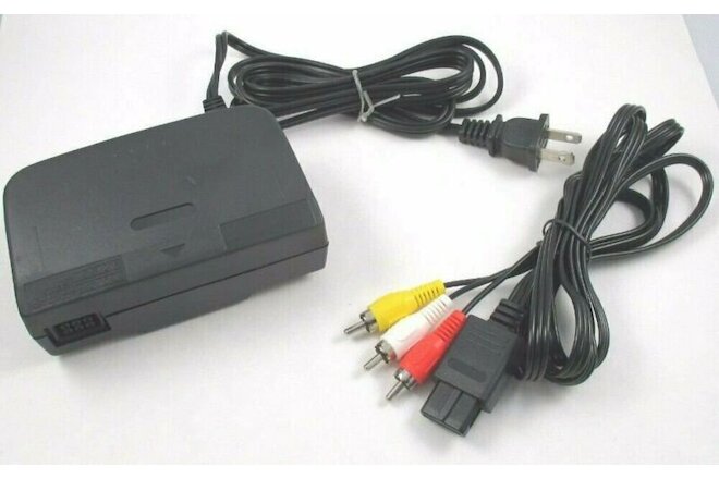 AC Adapter Power Supply & AV Cable Cord (Nintendo 64) Brand New N64 Bundle Lot