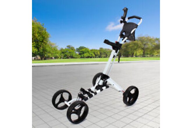 Portable Foldable Golf Push Cart Lightweight Push Pull Golf Cart Trolley 4 Wheel