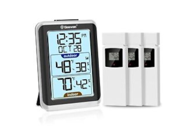 Indoor Outdoor Thermometer Wireless with 3 Remote Sensors, Digital Thermomete...