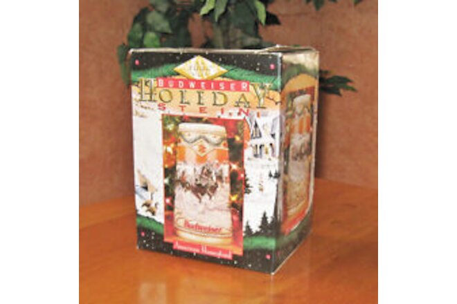 1996 Budweiser Holiday Beer Stein “American Homestead” Ceramarte Brazil w Box