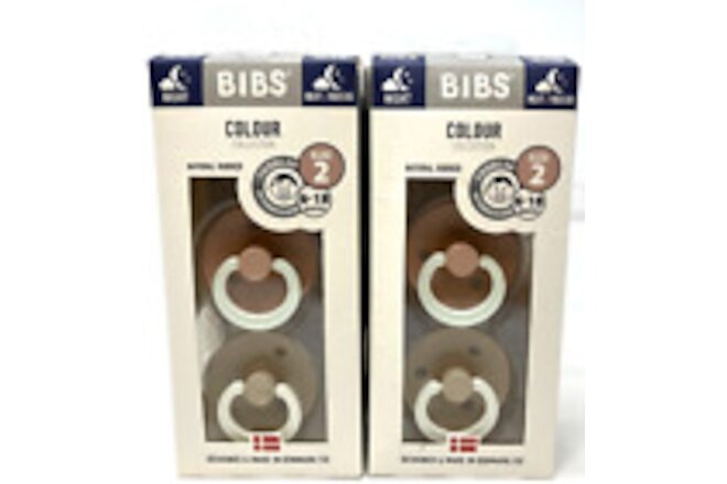 (2) Bibs Colour Collection Glow In The Dark Round Pacifier NIB Toddler Size 2