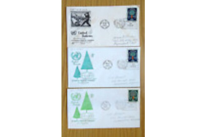 1960 THREE Different UNITED NATIONS WORLD FORESTRY COUNCIL COVERS FDC 81 82
