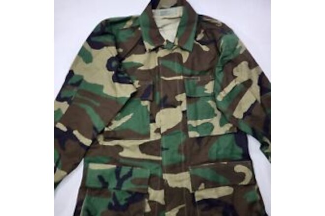 Vintage NOS Military Woodland Camo Hot Weather Combat Coat Size X-Small Short