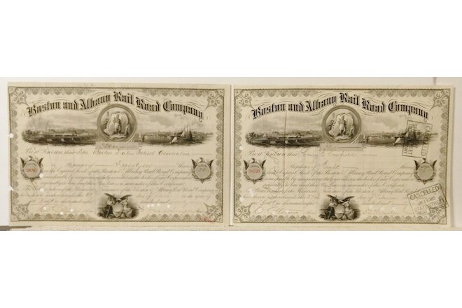 VINTAGE! Boston & Albany Rail Road Co Stock Certificate Set 1876 1896
