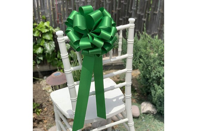 Big Emerald Green Pull Bows with Long Tails - 9" Wide, Set of 6, Christmas, DIY