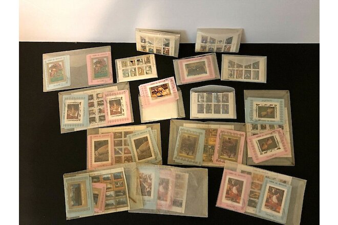 15 Packets of Umm-Al-Qiwain Postage Stamps Sets LOTS Sports Planes Olympics Art+