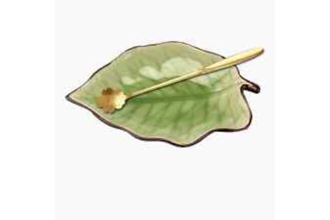 Ceramic Leaf Shaped Spoon Rest With Spoon