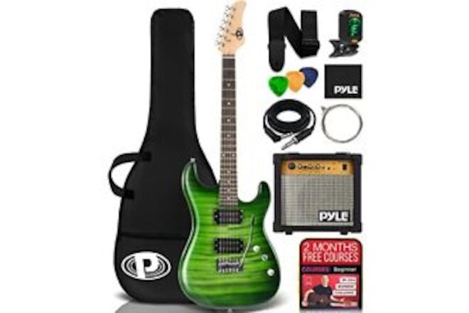 Pyle 39" 6 String Electric Guitar Kit with Amplifier and Accessory Kit (Green)