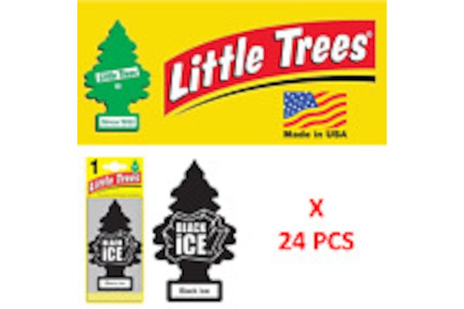 Black Ice Freshener Little Trees 10155  Air Little Tree MADE IN USA Pack of 24