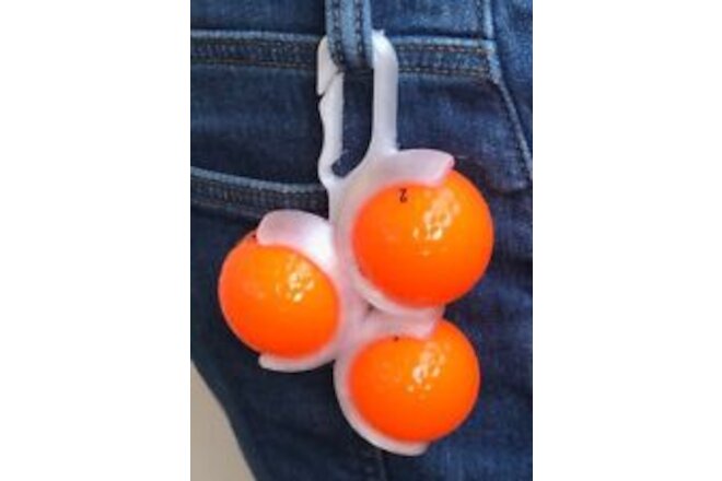 3 ball golf ball holder, clip to belt or golf bag, Ivory 3d printed