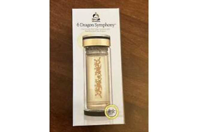 Tevana 6 Dragons Symphony 11oz Glass Tumbler Clear Gold Double Wall Insulated