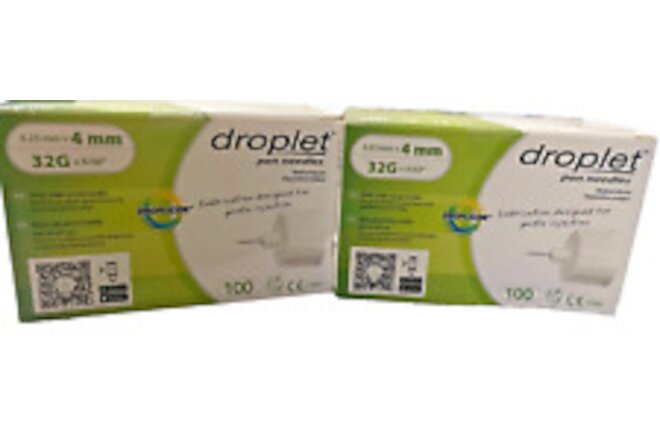 2 PACKS OF DROPLICON DROPLET PEN NEEDLES-0.23 MM X4MM-32G x 5/32''-REF#8315-NEW