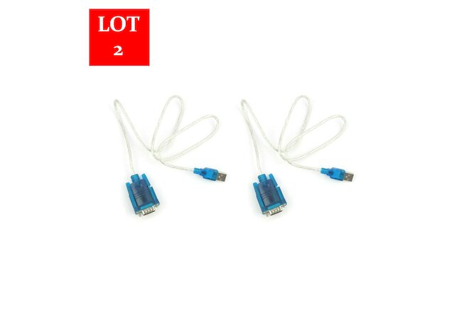 2 Pack USB 2.0 to RS232 Serial 9 Pin 9P DB9 Adapter Converter Cable Cord New