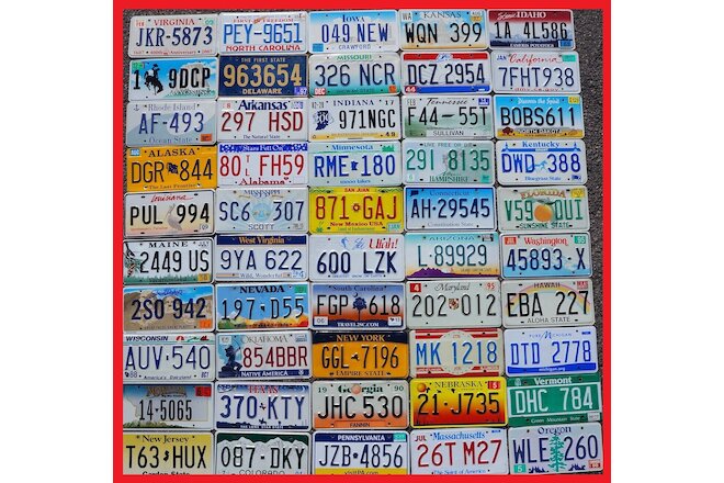 COMPLETE SET > ALL 50 STATES USA LICENSE PLATES  LOT of Good License Plate Tags
