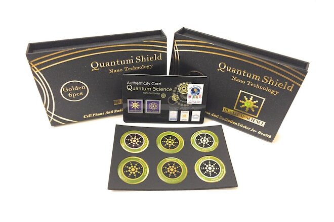 Qty 6 Cell Anti Radiation Stickers EMF Protection Quantum Shields Golden Color