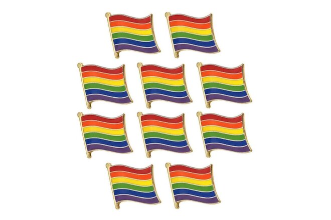 10 RAINBOW FLAG PINS 0.5" Lapel  Pin Gay Lesbian Pride LGBT Tie Tack Lot Set Ten