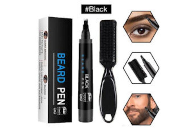 Waterproof Beard Pencil Filler Hair Grower Long Last Moustache Eyebrow Brush Pen
