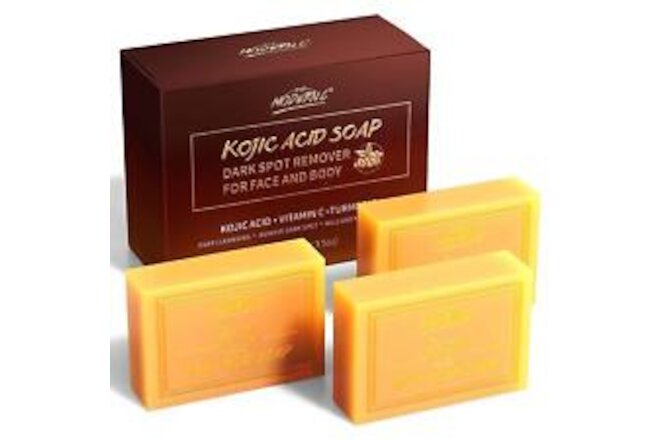 Kojic Acid Soap Turmeric Soap 3pcs Dark Spot Remover for Face and Body Bath Soap