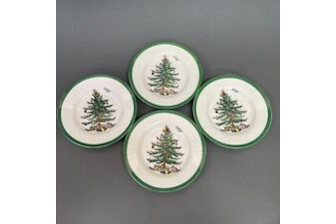 Spode Christmas Tree Bread & Butter Plates Green Band Lot of 4 - Retail $26 each
