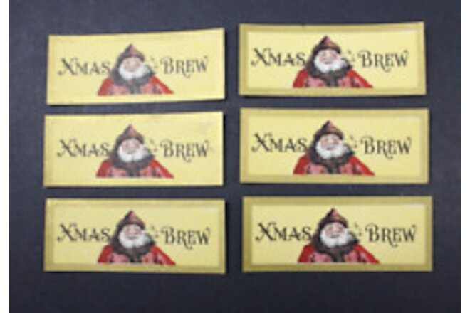 Lot of  6 NOS Santa Xmas Brew labels.