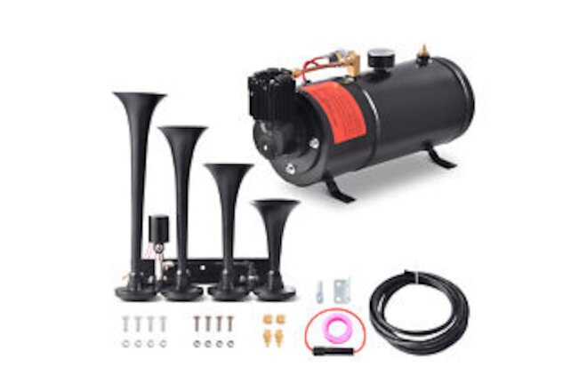 Train Horn Kit for Truck/Car/Pickup Loud System /1G Air Tank /150psi /4 Trumpets