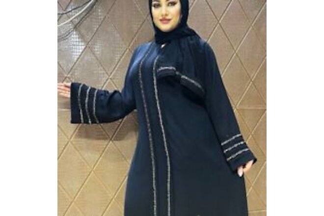 Luxury Black Abaya with 100% silk coming with a matching scarf