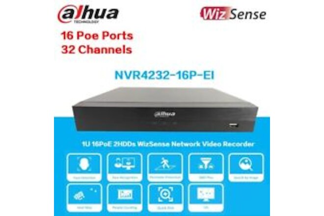 NVR4216-16P-EI Dahua 16CH 16PoE 2HDDs WizSense Network Video Recorder NVR Indoor