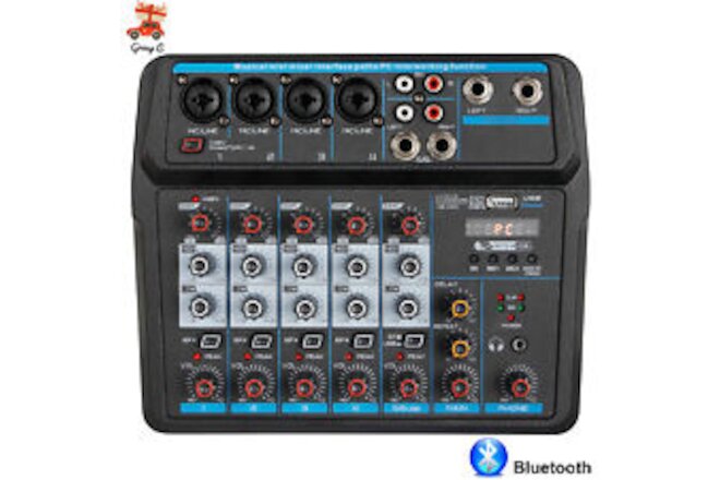 6 Channel Live Studio Audio Mixer Sound Board Mixing Console Home USB Bluetooth