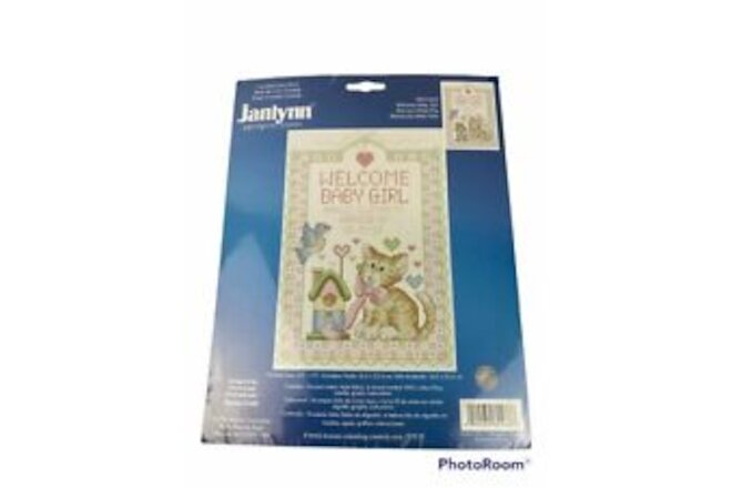 Janlynn welcome baby girl counted cross stitch kit
