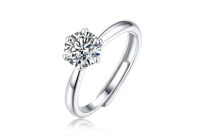 2 CT Moissanite Diamond Round Cut Luxury Engagement Ring Silver Platinum Plated