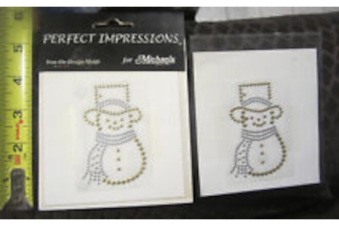 2 lot Perfect Impressions Iron On Design Motifs Swarovski Christmas Snowman New