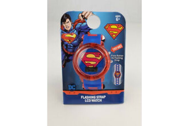 Superman Watch Warner Brothers Sup4304wm Flashing Strap New