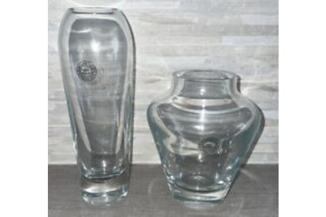 Two Vintage Crystalery Crystal Bud Vases Made In Turkey 7” And 5”