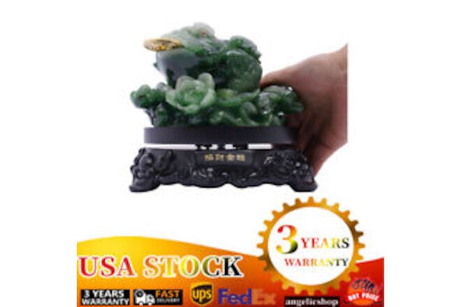 Money Frog Large Black Jade Chinese Three Legged Toad Feng Shui Fittune Lucky