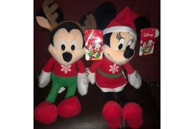 2020 Disney Holiday Mickey & Minnie Mouse Plush 15"
