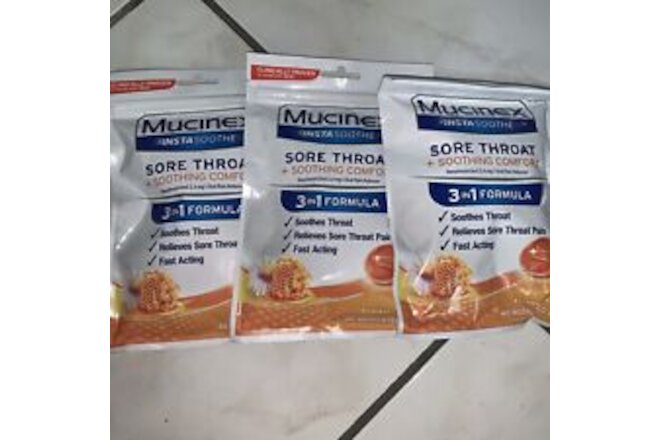 3 PK Mucinex Sore Throat + Soothing Comfort Honey & Echinacea Drops 40 Ea