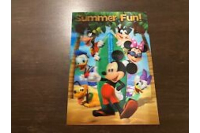 Disney 3d Lenticular Card Collector’s Disney Movie Club Mickey 5X7 “Summer Fun”