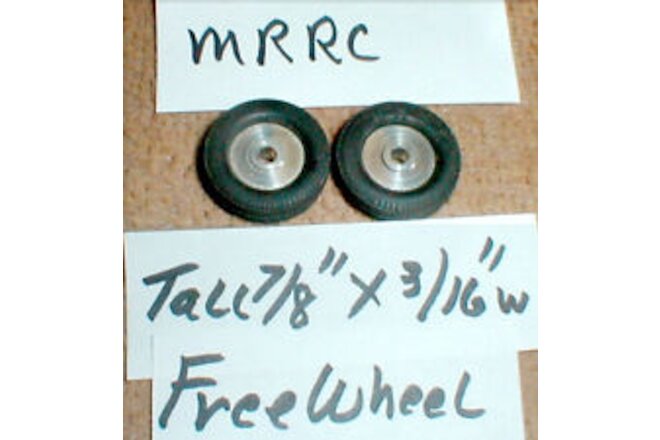 1  Pair 7/8" X 3/16" Tire & Wheels free wheeling by MRRC 1/8" Slot Car  Used F-E